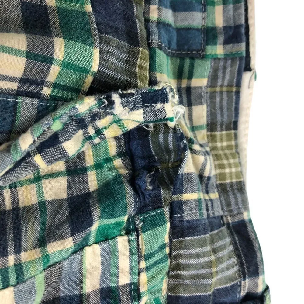 Y2K Old Navy Shorts Mens 40 Patchwork Madras Plaid Field Tested Regulation Issue